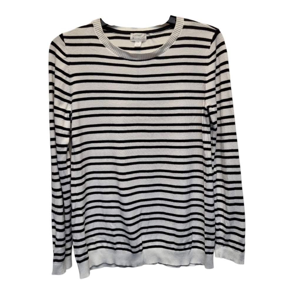 Market & Spruce Black and White Crew Neck Sweater - Size S